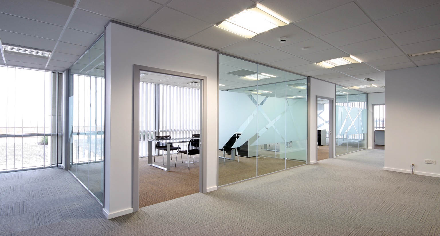 Clean commercial office with professionally maintained carpet
